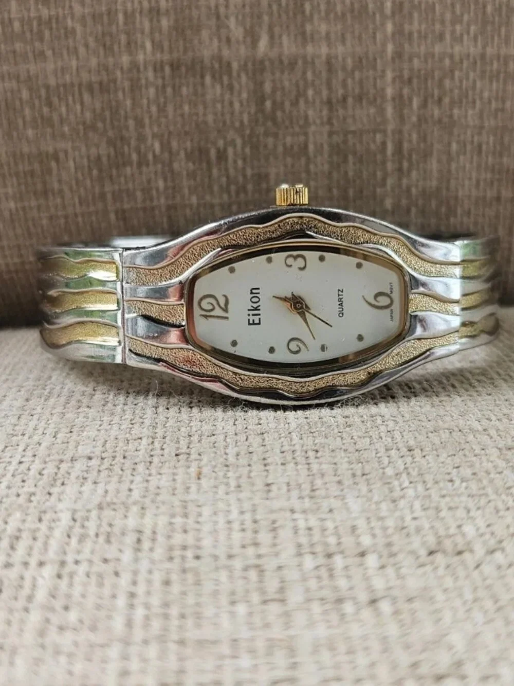 Eikon Ladies Wristwatch Gold/Silver Tone Cuff Band Analog Quartz Wrist Watch